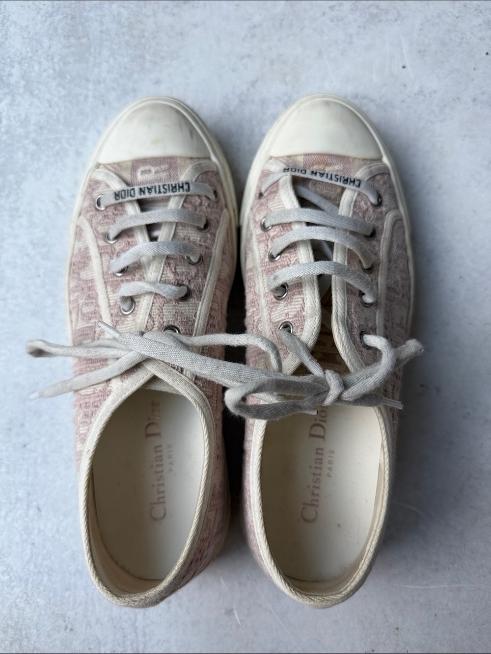 Dior Pink Monogram Low-Top Canvas Sneakers